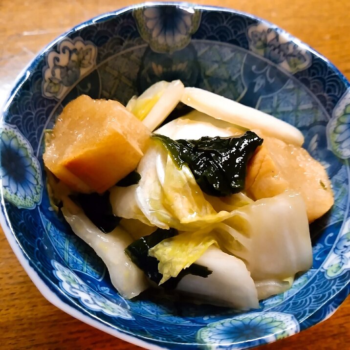 生わかめと白菜と麩の三杯酢